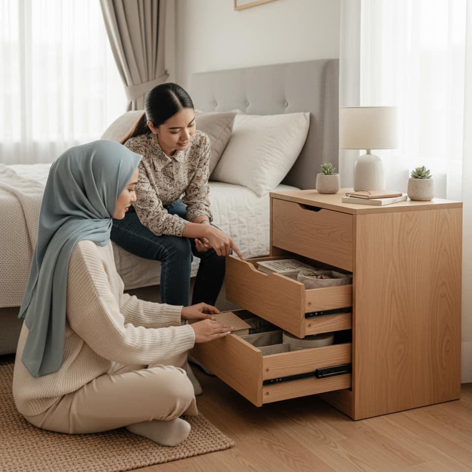 Rekomendasi Nakas Tempat Tidur Terbaik dengan Banyak Penyimpanan