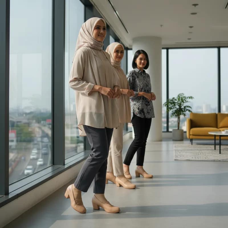 Sepatu Kerja Wanita Hak Rendah yang Nyaman untuk Berdiri Lama
