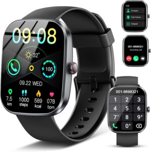 Smart Watch(Answer/Make Call), 1.91″ Smartwatch for Men Women, NEW Fitness Watch with 110+ Sport Modes, Fitness Activity Tracke with Pedometer/Sleep Monitor/Heart Rate/IP68 Waterproof, for Android iOS