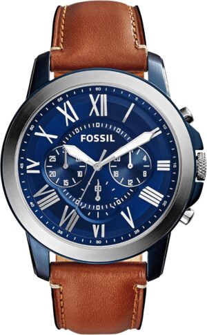 Fossil Men’s Grant Quartz Stainless Steel and Leather Chronograph Watch