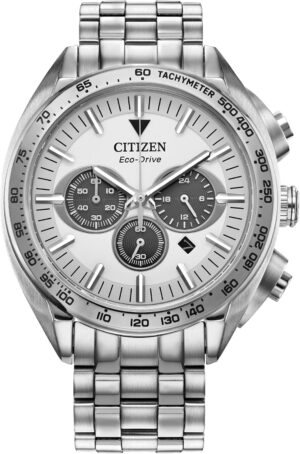 Citizen Men’s Eco-Drive Sport Luxury Carson Watch, Stainless-Steel Bracelet and Case, Chronograph