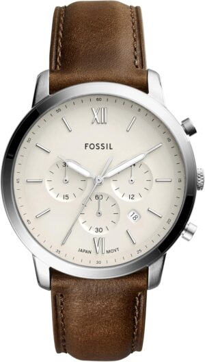 Fossil Men’s Neutra Quartz Stainless Steel and Leather Chronograph Watch