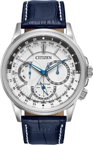 Citizen Men’s Eco-Drive Calendrier Classic Watch, 12/24 Hour Time, 3-Hand Day and Date, Chronograph, Luminous Hands