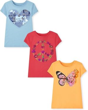 The Children's Place Girls' Butterfly Short Sleeve Graphic T-Shirts, Multipack