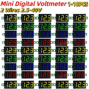 1-10PCS 2 Wires Mini Digital Voltmeter LED Screen Display 0.28 Inch DC 5V-30V Voltage Tester Meter Power Voltage Detector Tool