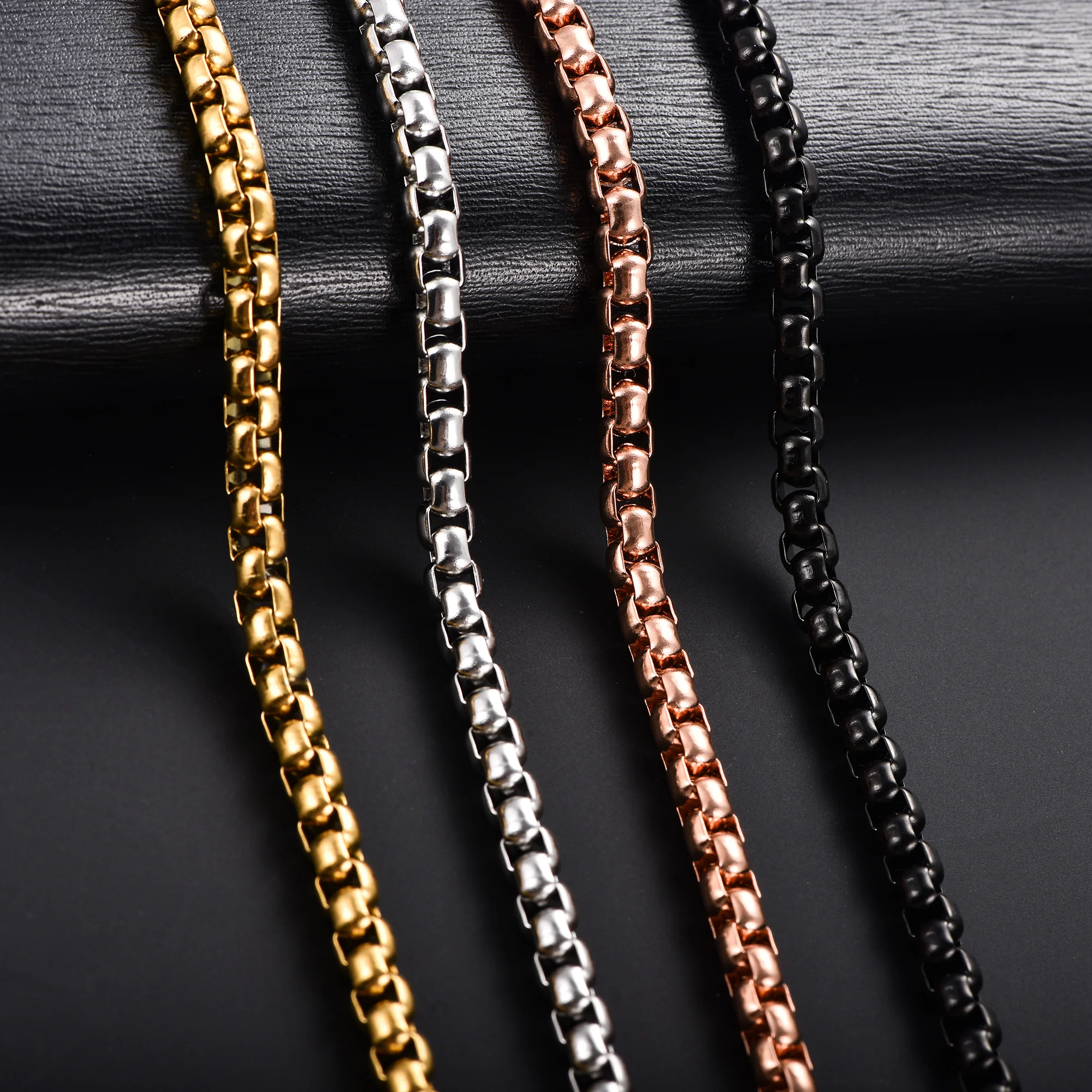 2/3/4/5mm Men’s Box Chain Stainless Steel Necklace Choker for Women Silver/Gold/Black/Rose Gold Color 14 – 40 inch Metal Jewelry