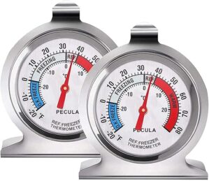 2 Pack Refrigerator Thermometer, 30-30°C/20-80°F, Classic Fridge Thermometer Large Dial with Red Indicator Thermometer for Freezer Refrigerator Cooler