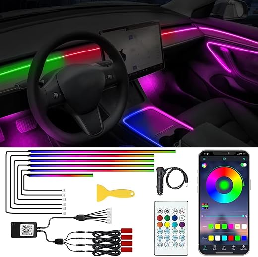 Colorful Car Footwell Lights Vehicle Underglow Lamp LED Car Interior Ambient Light Decorative Lamp Atmosphere Floor Lighting Kit