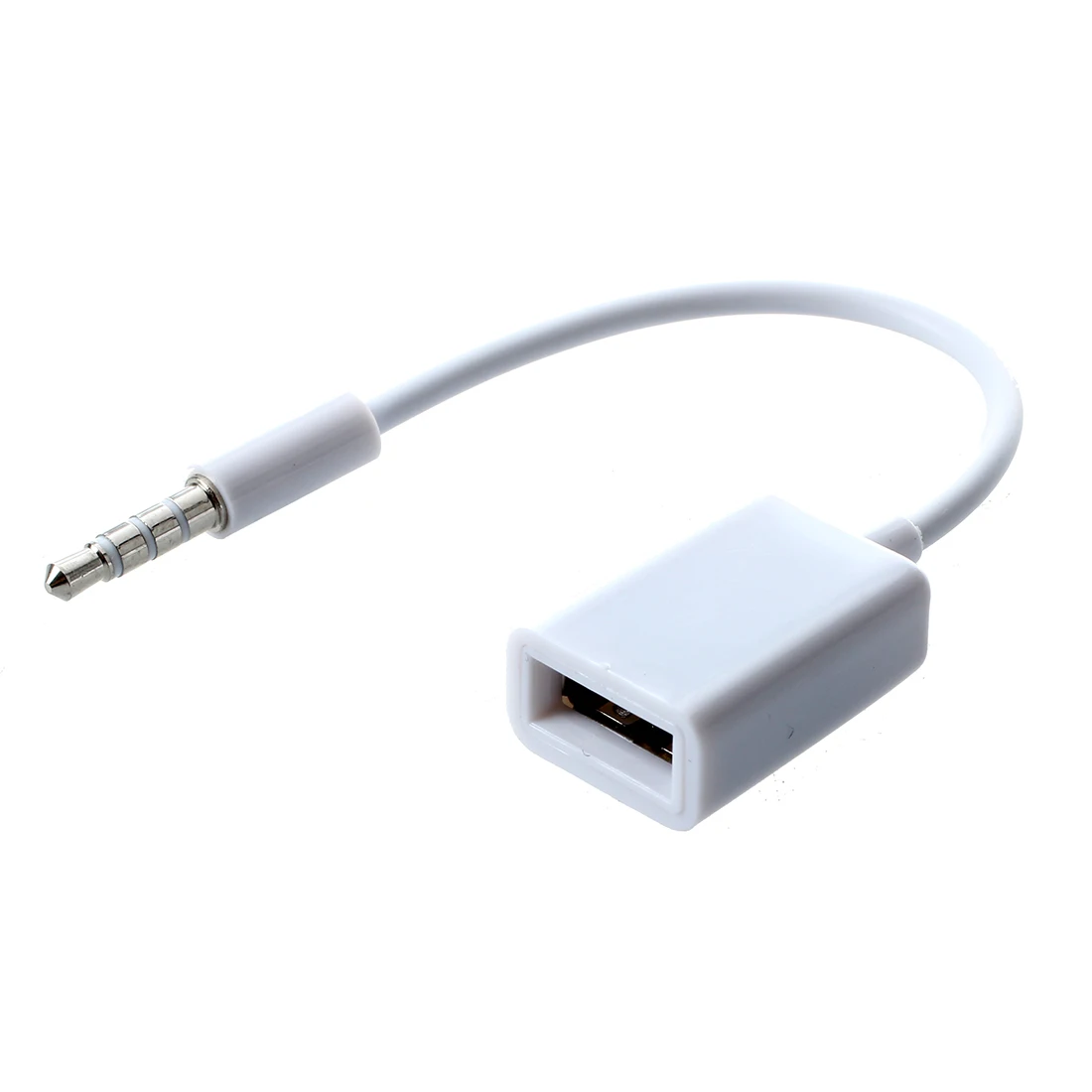 Car MP3 3.5mm Male AUX Audio Plug Jack To USB 2.0 Female Converter Cable Cord White DY