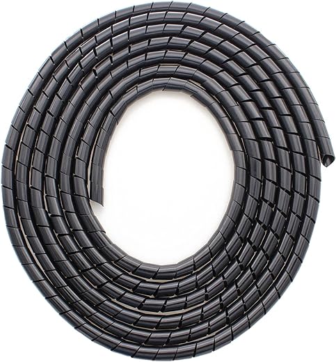 CSZD Spiral Cable Wrap,10ft – 1/4 inch Spiral Wire Wrap Cord Covers Bundle Sleeve Hose for PC TV Computer Electrical Wire Organizer,Tangle Stop Cord Cover and Detangler,Black