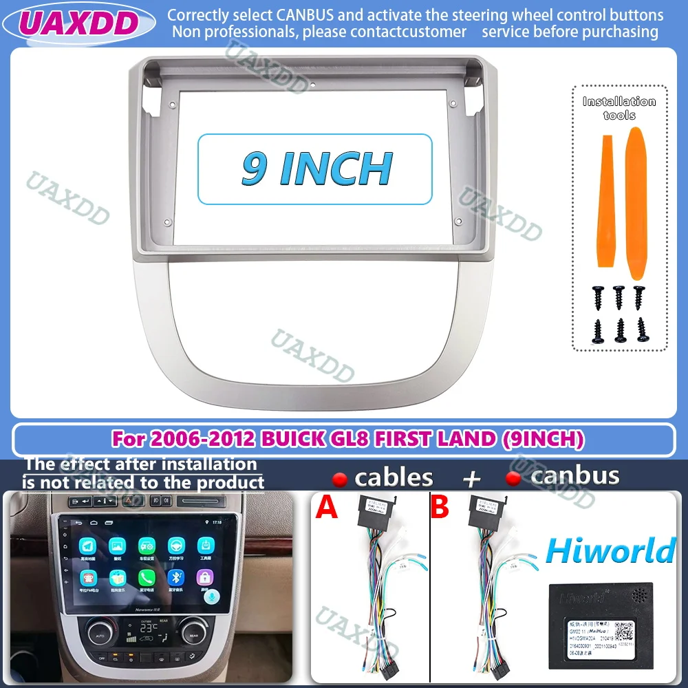 Double Din Fascias for BUICK GL8 FIRST LAND 2006-2012 9 Inch Stereo Panel GPS Dash Kit Dashboard Installation Trim Frame Radio