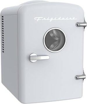 Frigidaire EFMIS129-WHITE, Mini Portable Fridge, 4 Litres Capacity, Chills Six 12oz Cans, 100% Freon-Free & Eco Friendly, Beverage Cooler- White